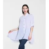 Camicetta Camicia Casual Donna Primavera/Estate Made in Italia Quotidiano Colore Unico Standard — foto 5