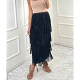 Gonna lunga a balze con multi frange vita elastico -buona — foto 1
