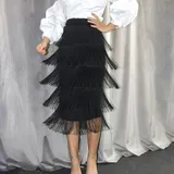 Gonna lunga a balze con multi frange vita elastico -buona — foto 3