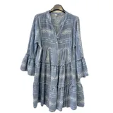 Caftano corto color jeans con stampa geometrica — foto 4