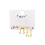 Set di 6pz Orecchini a Cuore con Zirconi e Perle — foto 1