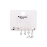 Set di 6pz Orecchini a Cuore con Zirconi e Perle — foto 3