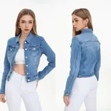 Giacche(D) Genere Giacca di Jeans Giacca a Vento Donna Quattro stagioni Made in Cina Tempo libero Colore Unico Standard Monocromo — foto 1