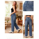 Jeans(D) Genere Jeans Larghi Donna Primavera/Estate Made in Cina Quotidiano Colore Unico Curvy(taglie forti) Monocromo — foto 4