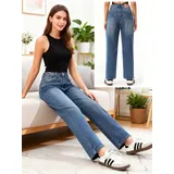 Jeans(D) Genere Jeans Larghi Donna Primavera/Estate Made in Cina Quotidiano Colore Unico Curvy(taglie forti) Monocromo — foto 3