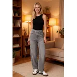 Jeans(D) Genere Jeans Larghi Donna Primavera/Estate Made in Cina Quotidiano Colore Unico Standard Monocromo — foto 1
