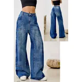 Jeans(D) Genere Jeans Larghi Donna Primavera/Estate Made in Cina Quotidiano Colore Unico Standard Monocromo — foto 4