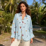 Camicia in viscosa con stampa marina — foto 1