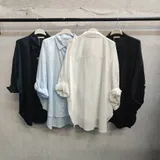 Camicie(D) Genere Camicia Camicia Donna Primavera/Estate Made in Italia Quotidiano Colore Unico Oversize — foto 3