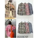 Camicia Camicia Donna Quattro stagioni Made in Cina Quotidiano Colori Casuale Standard Scozzese Cotone — foto 1