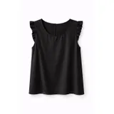 Sleeveless satin top with ruffles — foto 5