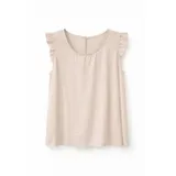 Sleeveless satin top with ruffles — foto 7