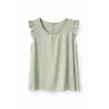 Sleeveless satin top with ruffles — foto 8