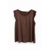 Sleeveless satin top with ruffles — foto 3
