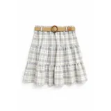 Plaid cotton-blend ruffled skirt with belt — foto 7