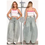 Jeans Larghi Donna Quattro stagioni Made in Cina Quotidiano Colore Unico Standard Maculata — foto 1