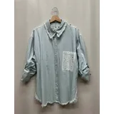 Camicie(D) Genere Camicia Camicia Casual Donna Primavera/Estate Made in Cina Tempo libero Colore Unico Standard Monocromo Jeans — foto 3