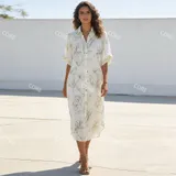 Vestito camicia in cotone con stampa floreale stilizzata — foto 1