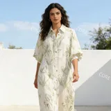 Vestito camicia in cotone con stampa floreale stilizzata — foto 3