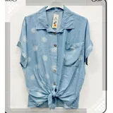 Camicie(D) Genere Camicia Camicia Donna Estate Made in Italia Quotidiano Colore Unico Standard Monocromo Jeans — foto 3