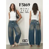 Jeans Larghi Donna Quattro stagioni Made in Cina Quotidiano Colore Unico Standard — foto 1