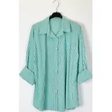 Camicia Camicia Elegante Donna Estate Made in Italia Tempo libero Vari Colori Standard Righe — foto 4