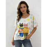 Pullover Maglione Donna Estate Made in Italia Tempo libero Colore Unico Standard Stampata — foto 1