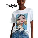 T-Shirt & Top(D) Genere T-Shirt Donna Estate Made in Italia Quotidiano Colore Unico Standard Stampata — foto 1