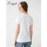 T-Shirt & Top(D) Genere T-Shirt Donna Estate Made in Italia Quotidiano Colore Unico Standard Stampata — foto 5