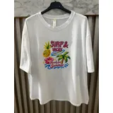 T-Shirt Donna Autunno/Inverno Made in Italia Tempo libero Colore Unico Oversize Stampata — foto 3