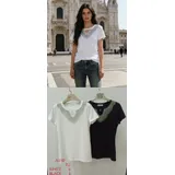 T-Shirt & Top(D) Genere T-Shirt Donna Quattro stagioni Made in Cina Quotidiano Colore Unico Standard Monocromo — foto 1