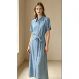 Abito camicia lungo 100% tencel con cintura — foto 1