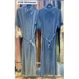Abito camicia lungo 100% tencel con cintura — foto 3