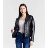 Giacca di Pelle Giacca Donna Quattro stagioni Made in Italia Quotidiano Colore Unico Standard — foto 5