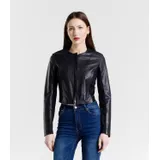 Giacca di Pelle Giacca Donna Quattro stagioni Made in Italia Quotidiano Colore Unico Standard — foto 3