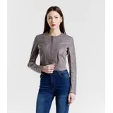 Giacca di Pelle Giacca Donna Quattro stagioni Made in Italia Quotidiano Colore Unico Standard — foto 4