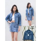 Giacca di Jeans Donna Quattro stagioni Made in Cina Quotidiano Colore Unico Standard — foto 1