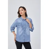 Giacche(D) Genere Giacca di Jeans Donna Quattro stagioni Made in Cina Tempo libero Colore Unico Curvy(taglie forti) — foto 3