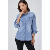 Giacche(D) Genere Giacca di Jeans Donna Quattro stagioni Made in Cina Tempo libero Colore Unico Curvy(taglie forti) — foto 4
