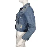 Giacca di Jeans Donna Autunno/Inverno Made in Cina Tempo libero Colore Unico Standard Bottoni,Gancio — foto 4