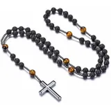 Collana Rosario Lungo in Pietra con Croce in Ematite — foto 1
