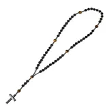 Collana Rosario Lungo in Pietra con Croce in Ematite — foto 3