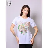T-Shirt Donna Primavera/Estate Made in Italia Quotidiano Colore Unico Standard Stampata — foto 2