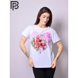 T-Shirt Donna Primavera/Estate Made in Italia Quotidiano Colore Unico Standard Stampata — foto 1