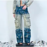 Jeans Larghi Donna Quattro stagioni Made in Cina Quotidiano Colore Unico Standard — foto 1