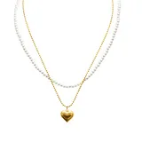 Collana a Doppio Filo con Perle e Ciondolo Cuore Opaco — foto 1