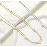 Collana a Doppio Filo Catena a Palline con Perle — foto 4