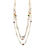 Collana Lunga a Tre Fili Fiori con Pietre — foto 3