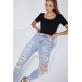 Jeans(D) Genere Jeans Skinny Donna Quattro stagioni Made in Cina Quotidiano Colore Unico Standard — foto 1