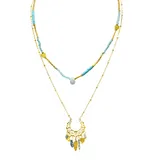 Collana a Doppio Filo con Perline e Pendente — foto 3